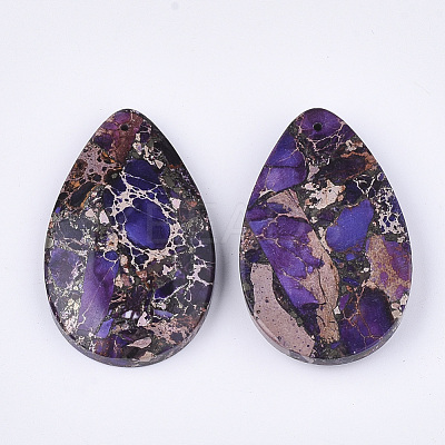 Synthetic Gold Line Regalite/Imperial Jasper/Sea Sediment Jasper Pendants G-S329-074B-1