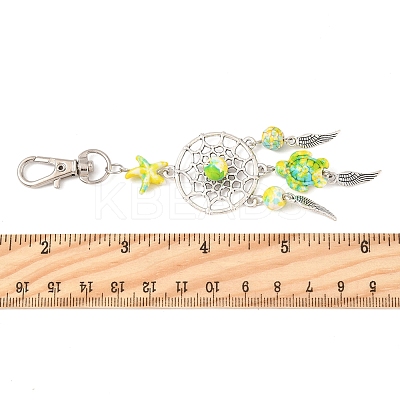 10Pcs 5 Styles Starfish Turtle Synthetic Turquoise & Alloy Pendant Decoration HJEW-FZ00041-1