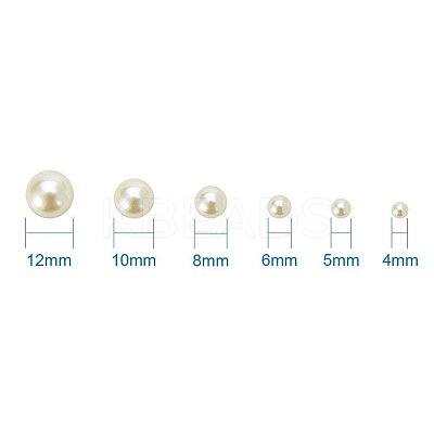Beige Imitation Pearl Beads Acrylic Dome Cabochons Assorted Mixed Sizes 4-12mm Flat Back Pearl Cabochons SACR-PH0001-24-1