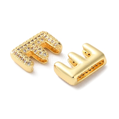 Rack Plating Brass Micro Pave Cubic Zirconia Slide Charms LS-KK-C084-34G-E-1