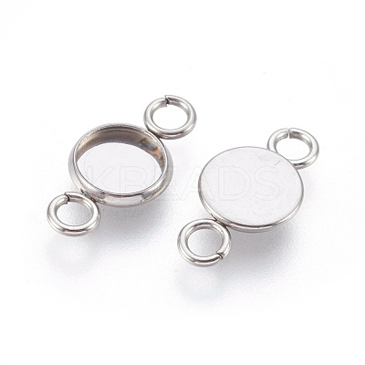 Tarnish Resistant 202 Stainless Steel Cabochon Connector Settings STAS-F180-07P-B-1