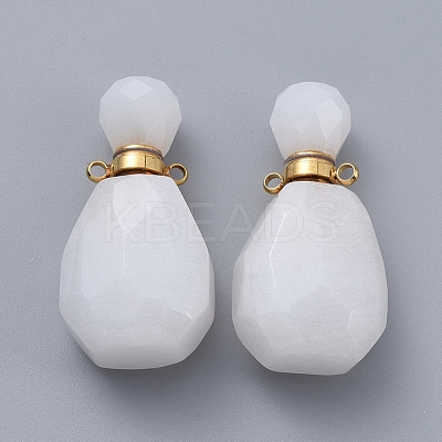 Faceted Natural White Jade Openable Perfume Bottle Pendants G-E564-10A-G-1