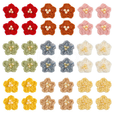 36Pcs 9 Colors Flower Wool Ornament Accessories AJEW-MA0001-15-1