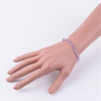 Natural Amethyst Beaded Stretch Bracelets BJEW-JB02459-09-1