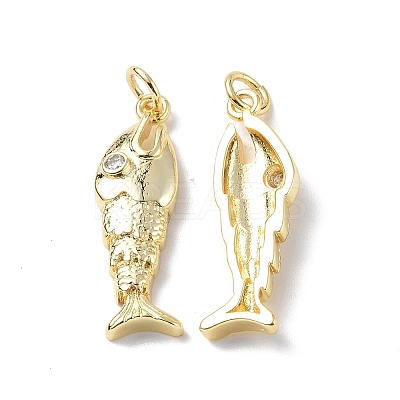 Rack Plating Brass Micro Pave Cubic Zirconia Pendants KK-F845-16G-1
