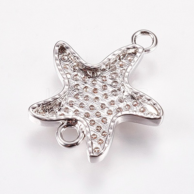 Brass Micro Pave Cubic Zirconia Links ZIRC-I018-10A-P-NR-1