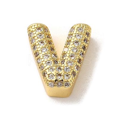Brass Micro Pave Clear Cubic Zirconia Charms ZIRC-C009-01G-V-1
