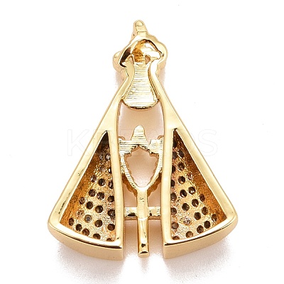 Rack Plating Brass Cubic Zirconia Pendants Findings KK-E275-23G-1
