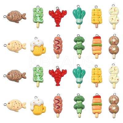 24Pcs 12 Styles Opaque Resin Imitation Food Pendants CRES-CJ0001-61-1
