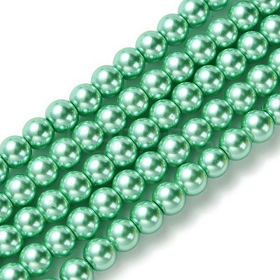 Eco-Friendly Dyed Glass Pearl Beads Strands HY-A008-6mm-RB014-1