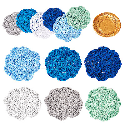 12Pcs 6 Colors Handmade Polyester Cotton Table Mats AJEW-MB0001-08-1