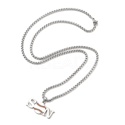 202 Stainless Steel Enamel Box Chain Sport Ball Pendant Necklaces for Men LS-NJEW-K380-01B-02-1