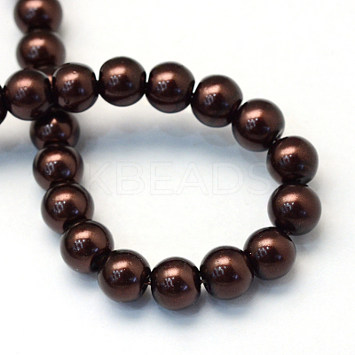 Baking Paint Pearlized Glass Pearl Round Bead Strands HY-Q330-8mm-40-1
