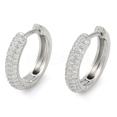 Rack Plating Ring Brass Micro Pave Cubic Zirconia Hoop Earrings EJEW-Z059-12P-01-1