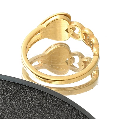 Textured Heart 304 Stainless Steel Finger Ring for Women RJEW-L126-14B-G-1