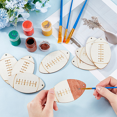 Sport Ball Theme Unfinished Wooden Painting Hanging Ornaments WOOD-WH20001-12C-1