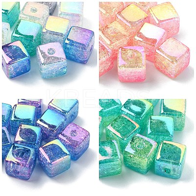 10Pcs Gradient Color & UV Plating Transparent Acrylic Beads OACR-YW0002-25C-1