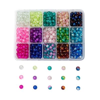 Spray Painted Crackle Glass Beads Strands CCG-JP0001-03B-1