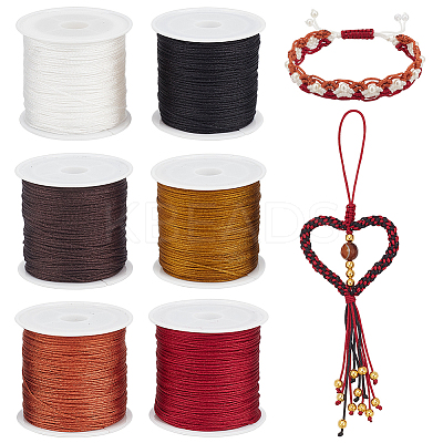 6 Rolls 6 Colors Nylon Braided Cord NWIR-PH0002-27B-1