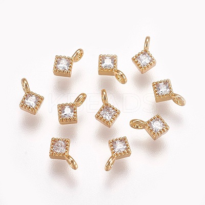 Brass Cubic Zirconia Pendants X-KK-T014-109G-1