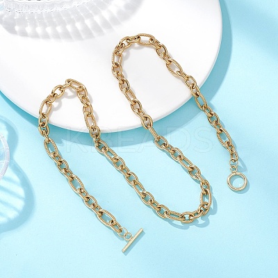 7MM 304 Stainless Steel Figaro Chain OT Necklaces NJEW-JN05706-1