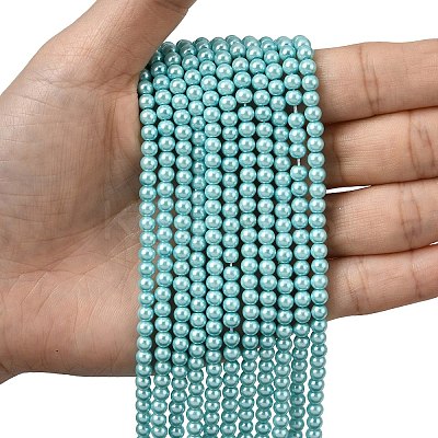 Eco-Friendly Dyed Glass Pearl Round Beads Strands HY-A002-4mm-RB104-1