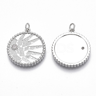 Brass Micro Pave Clear Cubic Zirconia Pendants KK-S356-008P-NF-1