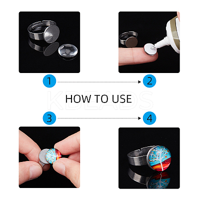 Tarnish Resistant Adjustable 304 Stainless Steel Finger Rings Components STAS-F149-21P-B-1