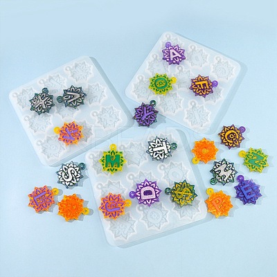 26 Letters & Ampersand Flower Pendant Silicone Mold DIY-O008-01-1