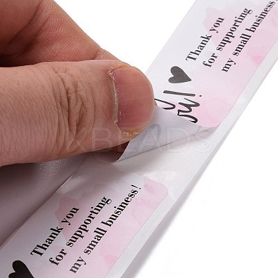 Pink Rectangle Paper Thank You Stickers DIY-C042-07C-1