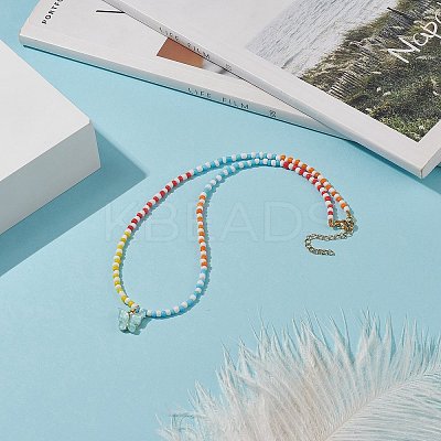 Resin Butterfly Pendant Necklaces NJEW-JN04154-1