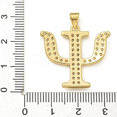 Rack Plating Brass Micro Pave Clear Cubic Zirconia Pendants KK-Z067-01G-02-1