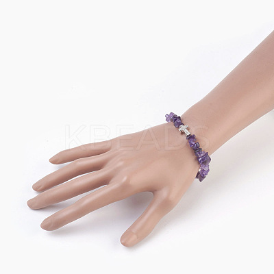 Natural & Synthetic Gemstone Beads Stretch Bracelets BJEW-JB03926-03-1