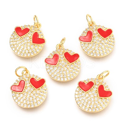 Brass Micro Pave Clear Cubic Zirconia Pendants X-ZIRC-B0004-16G-1