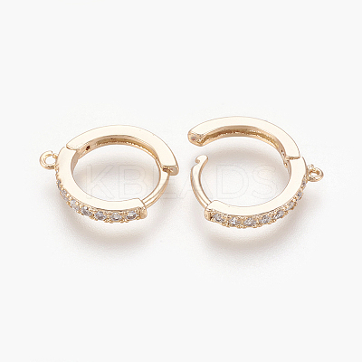 Brass Micro Pave Cubic Zirconia Huggie Hoop Earring Findings LS-KK-O112-13LG-1