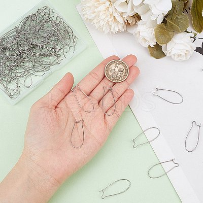 120Pcs 304 Stainless Steel Hoop Earrings Findings Kidney Ear Wires STAS-SP0001-32C-P-1