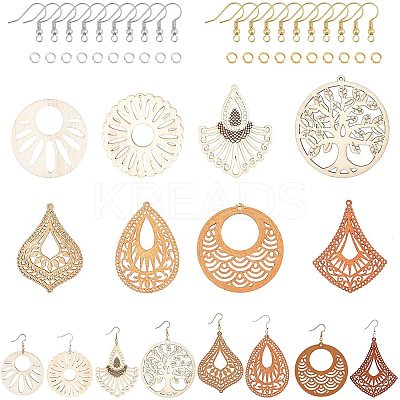 DIY Wooden Dangle Earring Making Kits DIY-NB0005-49-1