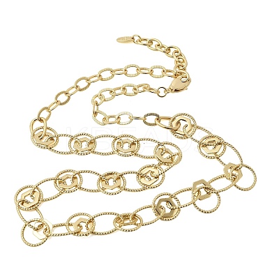 Brass Textured Rind Link Chain Necklaces NJEW-L013-06G-1