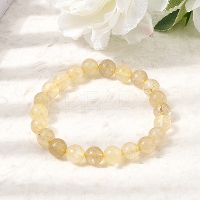 Natural Gold Rutilated Quartz(Dyed & Heated) Round Beaded Stretch Bracelets for Women GG-CBA3F02-05-1