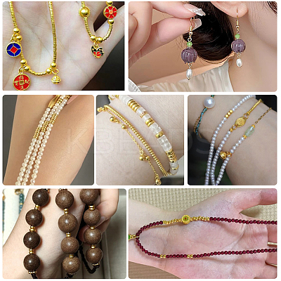 80Pcs 8 Styles Brass Spacer Beads KK-BBC0025-81-1