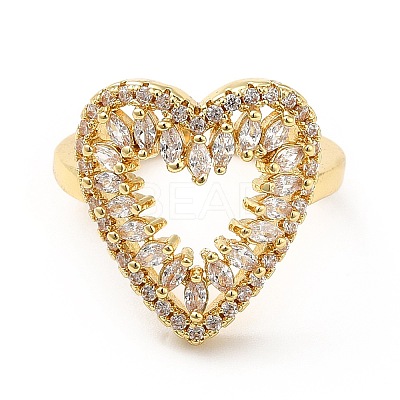 Brass Cubic Zirconia Cuff Ring KK-H433-05G-1