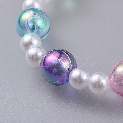 Transparent Acrylic Imitated Pearl  Stretch Kids Bracelets BJEW-JB04575-05-1