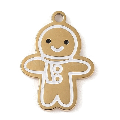 Christmas Theme Ion Plating(IP) 304 Stainless Steel Enamel Pendants STAS-Z083-07G-01-1