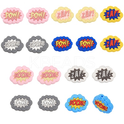 18Pcs 9 Style Cloud with Word Food Grade Eco-Friendly Silicone Focal Beads SIL-CA0002-76-1