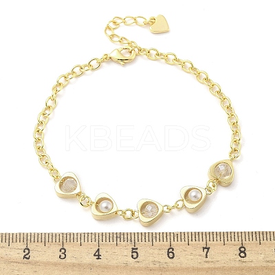 Brass Micro Pave Clear Cubic Zirconia Charm Bracelets for Women BJEW-C083-09G-1