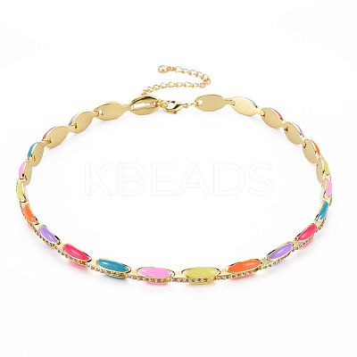 Brass Micro Pave Cubic Zirconia Link Tennis Necklaces for Women NJEW-T013-01G-09-1