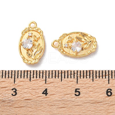 Brass Micro Pave Clear Cubic Zirconia Pendants KK-L221-005G-1
