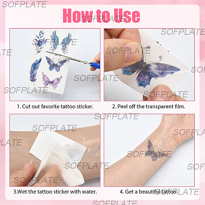10 Sheets 10 Colors Butterfly Pattern Glitter Body Art Tattoos AJEW-SP0002-80-1
