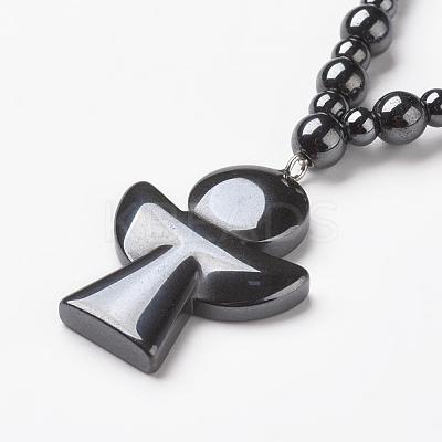 Non-magnetic Synthetic Hematite Pendant Necklaces NJEW-G290-18-1