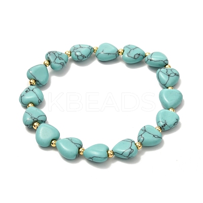 Heart Beads Stretch Bracelet for Girl Women BJEW-JB06938-02-1